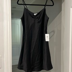 Black Mini slip satin dress.